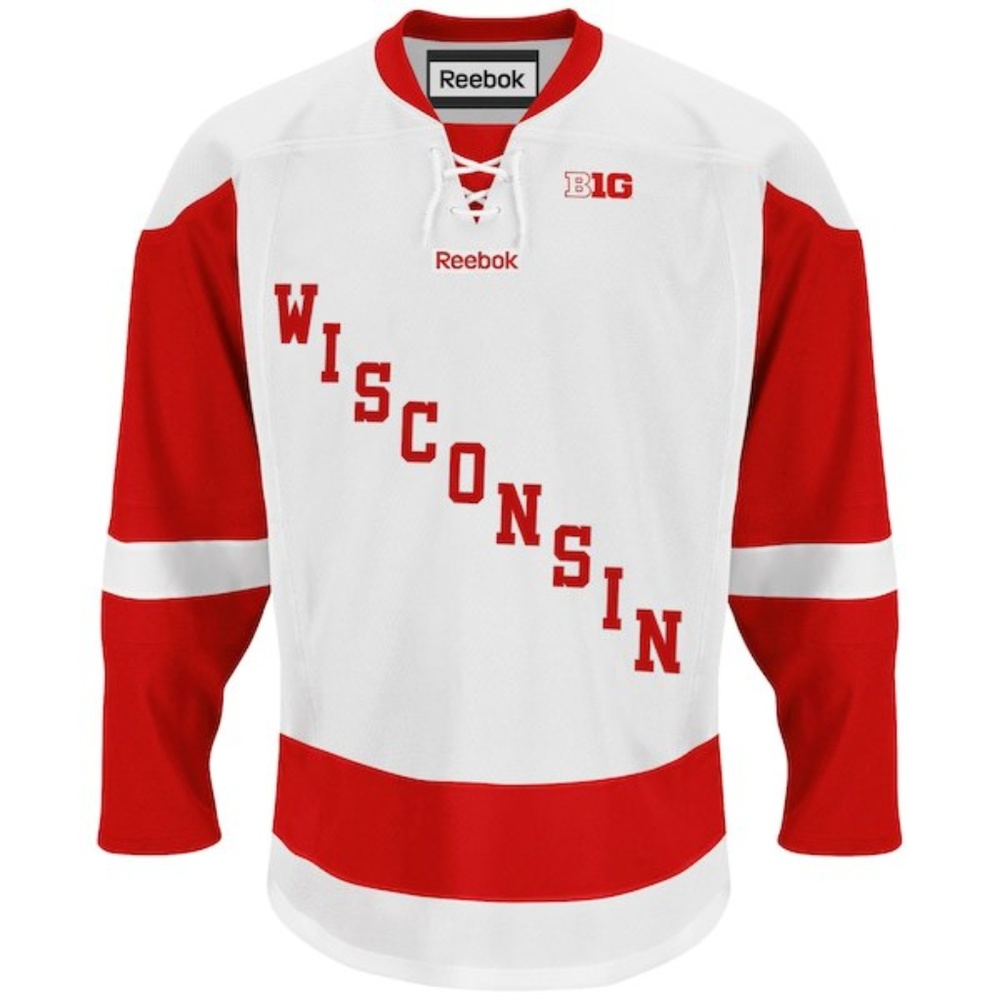 White Reebok Wisconsin Hockey Jersey
